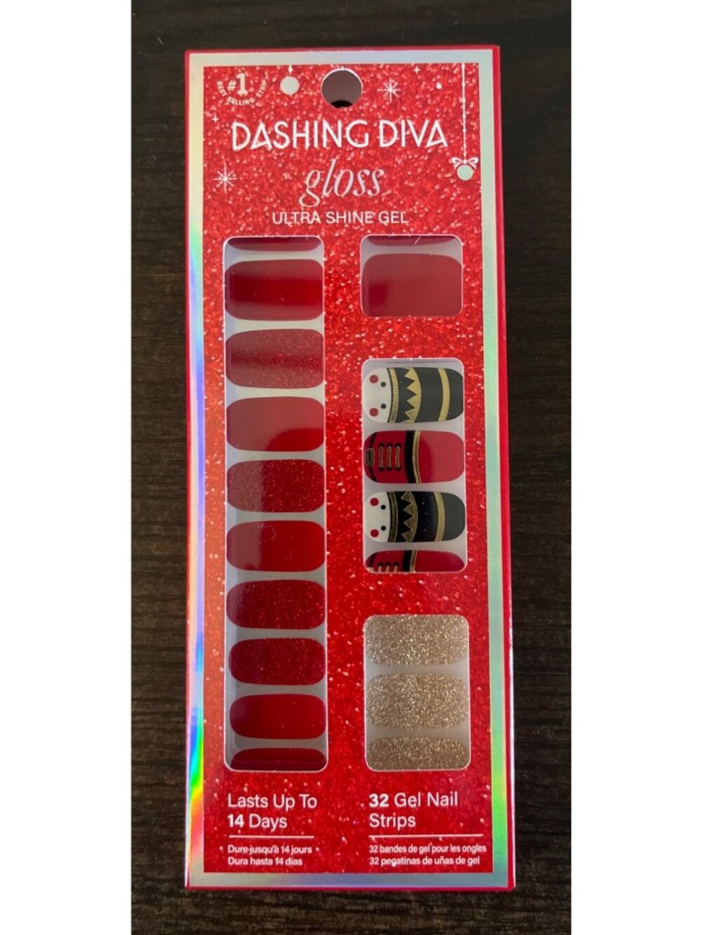 NIP Dashing Diva Gloss Press-On Nails Ultra Shine Gel Toy Soldier Christmas